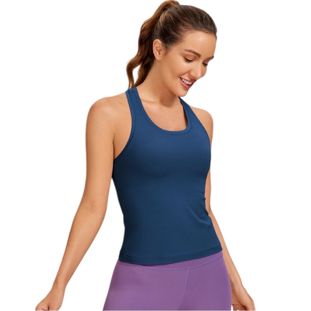 NWT CRZ YOGA Butterluxe Racerback Sports Tank in French Navy Size XL